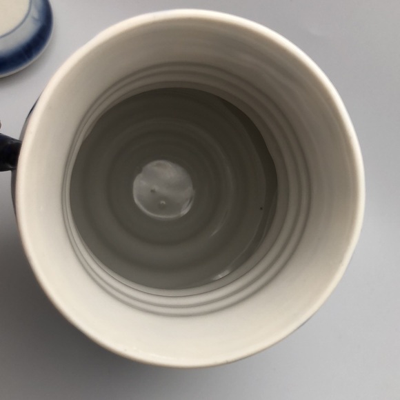 VTG Gzhel Russian hand painted porcelain cup with lid, Rooster Creamer - Picture 11 of 16